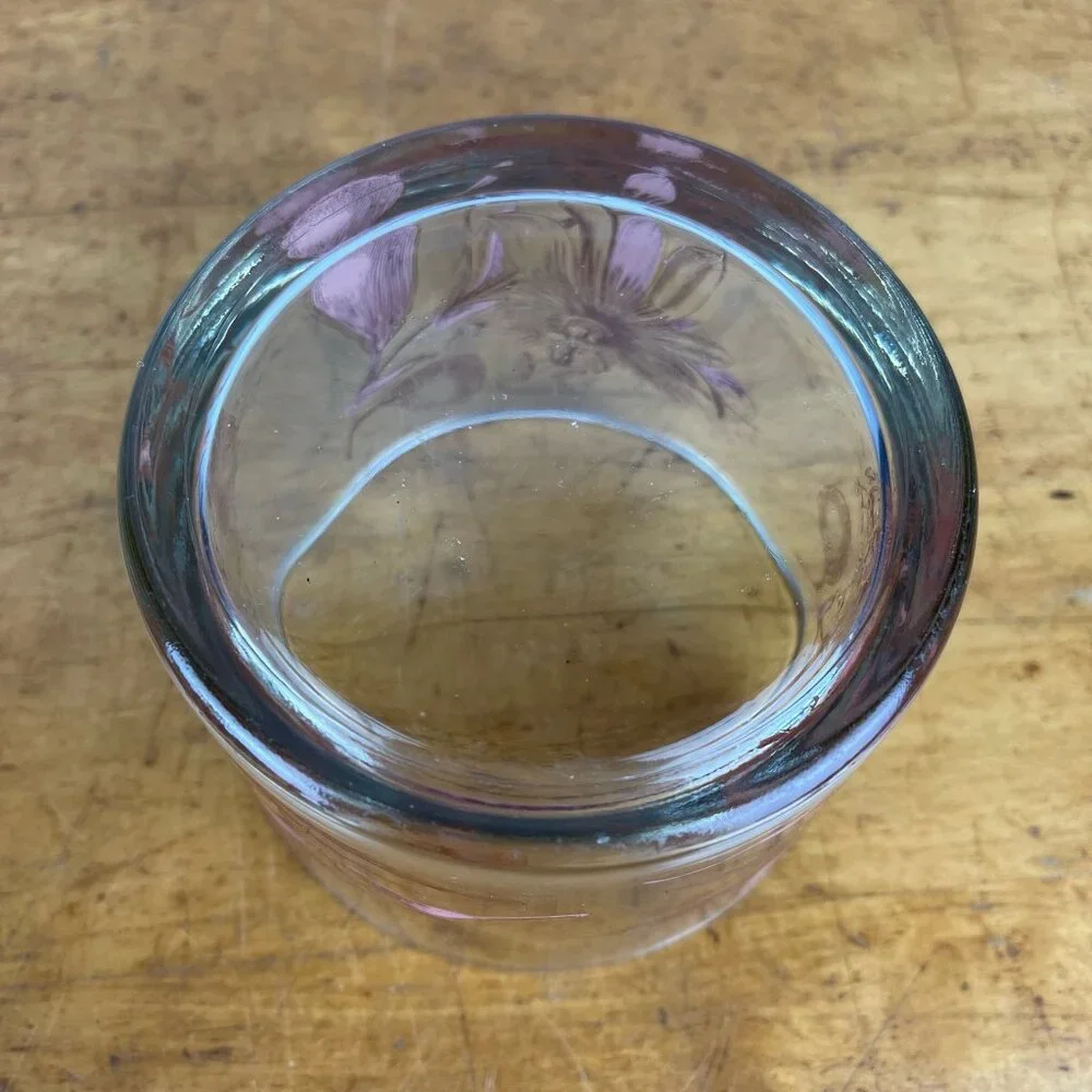 Vtg Midcentury MCM Glass Ice Bucket Passion Flower
